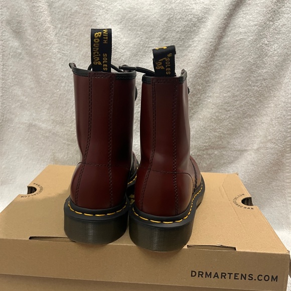 Dr. Martens Burgundy Lace Up Boots - Picture 2 of 7